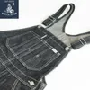SauceZhan BD01 Bib Vintage Torn Selvedge Raw Denim Salopette pour porte-jarretelles Hommes Blue jeans 201111
