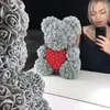 Ours en peluche en forme de cœur de roses artificielles, 40cm, fait à la main, pour femmes, cadeau d'anniversaire de mariage, saint-valentin, goutte 6657384