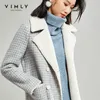 Vimly gęstość wełnianego płaszcza zimowe kobiety eleganckie biuro dama podwójnie piersi lapy poeckets vintage casaco feminino f5121 201215