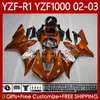 OEM carroçaria para Yamaha YZF R1 laranja escura 1000cc yzf-1000 yzf-r1 2000-2003 corpo 90NO.121 yzf r 1 1000 cc yzf1000 2002 2003 2000 2001 yzfr1 02 03 00 01 carenagem de motocicleta