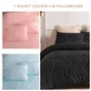 Duvet covers & sets Nordic Bedding Set Simplicity Stripe White Duvet Cover Pillowcase No Bed Linen Quilt 230X260 King Wave Solid Color 220212