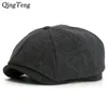 Octogone Herringbone Newsboy Cap Vintage Laine Hommes Béret Casual Casquettes Casquette Ivy Cap Pour Femmes Chapeau Plat Chapeau De Citrouille Français 2 Tailles Y200110