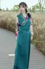 National Elegant Party Vestidos Mulheres Chinês Clássico Noite Vestido Seda Blend Cheongsam Estilo Ásia Traje Tibet Roupas Femininas