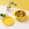 Vaisselle en plastique pour enfants, ensemble de vaisselle pour enfants, dessin animé enfants, bol d'entraînement, assiettes de qualité alimentaire, cuillère fourchette tasse assiette pour bébé 5 pièces