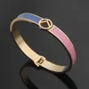 Europe America Fashion Style Lady Women Titanium steel Engraved F Initials Double Color Enamel Bangle Bracelets 3 Color7854194