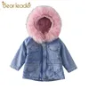 Bear Leader Children Winter Warm Parkas 2020 Новая модная джинсовая ткань верхняя одежда с толповой штучки для девочек толстые одежды 2 6 лет