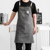Bomull Canvas Kitchen förkläden för kvinnliga män arbetar förkläde för grillrestaurang bar butik cafes skönhet naglar studios hårstylist bib195j