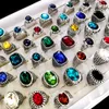 Bulk lots 30pcs Multi-styles Mix Big Zircon Stone Silver Rings for Women Vintage Mens Luxury Antique Crystal Rings Whole Weddi218C