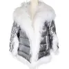 Women Winter Down Jacket Coat Long Warm Silver Parkas Mongolia Sheep Fur Duck Down Coat Parka 201214