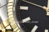 الساعات Men Factory New Factory DJ 36mm two Gold Jub Rg Ss Black Shice Lume Lume Luminescent Dial Diamond Pzel Automatic Movemen263a