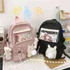 Розовый женский рюкзак 3d мультфильм кролик аниме школа сумка Kawaii подростковый колледж девушки сплошной ручкой книжный мешок Корея 220208