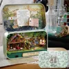 Skrzynka Teatr Nostalgiczny temat Scena Drewniany Miniaturowy Puzzle Zabawki DIY Doll Dom Furnitures Countryside Notes GYH 201217