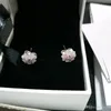 Pink Magnolia Earrings Beautiful Women Jewelry with Original box for 925 Sterling Silver flower Stud Earring sets9839112