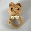 BPA Free Crochet Anel De Madeira Bebê Teether Seguro Cute Animal Chocalho Chewing Dentição De Enfermagem Sloother Molar Infantil Toy Acessórios