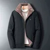 Winter Fleece Thick Jacket Men Warm Grey Windbreaker Fur Collar Coat Plus Size High Quality Brand Fashion Lamb Wool Parka 220105