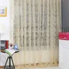 Retrô Flocked Floral Voile Voile Janela Cortina Painel Sheer Tule Tule Drape Indicador Sala de Estar Crianças Quarto Cortinas