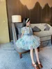 free shipping Kids Girls Dresses 2021 Summer Baby Girls Lace flowers dress Fashion sweet Dress with belt children clothes