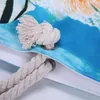 Grande capacidade personalizável bolsa de lona portátil Macrame Macrame Macrame Beach Zipper Bolso Bolso