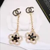 Simple Womens Tassel Charm Stud Earrings Fashion Designer Brand Double Letter Chain Pendant Earring Geometric Flower Crystal Rhinestone Eardrop Wedding Jewelry