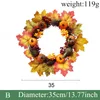 Decorative Flowers & Wreaths Autumn Color Artificial Pumpkin Leaf Wall Hanging Wreath Home Halloween Harvest Festival Christmas Decoration D