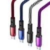 2.4a Metal flätad Micro USB-kabel hållbar höghastighets laddning USB-typ C-kabel för smart telefon