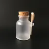Recipientes de garrafas cosméticos de plástico fosco com tampa de cortiça e colher de sal de banho de sal em pó de pó de embalagem de embalagem frascos de armazenamento de maquiagem kkb625
