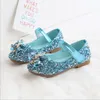 Fashion Children Shoes For Toddlers Girls Kids Princess Leather Flats With Rhinestone Crystal Bling Glitter Fabric Dress Shoes