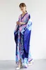 Women's Runway Dresses Sexy V Neck Batwing Sleeves Picked Up Printed Elegant Loose Design Fashion Casual Robes Maxi Dresses