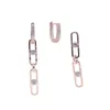 Boucle d'oreille Punk Rock en cristal de zircone cubique pavée, couleur or Rose entier, dernière conception à la mode, chaîne à maillons longs, cerceau pour femmes 244E