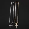 Iced Out Zircon Cross Pendant With 4mm Tennis Chain Necklace Men Women Hip hop Jewelry Gold Silver CZ Set2428