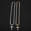 Men Women Gold Silver Copper Material Iced Out Zircon Cross Pendant Necklace Chain Fashion Hip Hop Jewelry