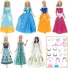 1set include 1 Pcs Doll Dress Copy Princess 13 Pcs Random Accessories Shoes Handbag Glasses Clothes for Barbie KidsToys
