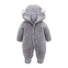 Winter Warm Unisex Jumpsuit Solid Baby Rompertjes Fluwelen Dikke Infantil Peuter Jongen Kleding Pasgeboren Meisje Kleding Ropa Bebe Costume 201029