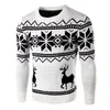 E-Baihui 2021 Höst och vinter Mäns Rund Neck Sweater Casual Tights Christmas Snowflake Elk Print Pullover AFII-Myahob