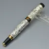 Hoge kwaliteit JINHAO Pen Zwart en Gouden Dubbele Draak Embossment Rollerball Briefpapier kantoor schoolbenodigdheden Schrijven glad Gift pennen