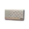 Designer- New style white lady's hand bag leisure simple medium length wallet multi card check large cash folder bag