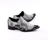 Zapatos Hombre가 뾰족한 발가락 금속 팁 회색 파이썬 수제 남자 가죽 드레스 신발 패션 미용사 신발, 크기 46