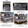 100% Satin Silk Bedding Set Luxury 4pcs Bedclothes Duvet Cover Pillowcase and Bed Sheet Queen King Bed Set for Single Double Bed 201021