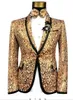 Mäns kostymer blazers märke mode män guld silver gul blazer smal bröllop kostym man