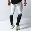 Gradient Color Ripped Jeans Hommes Casual Slim Fit Mens Skinny Jeans Homme Marque Motor Biker Hip Hop Zipper Denim Pantalon Pantalon 201118