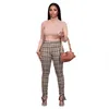 ZKYZWX Sexy imprimé à carreaux Leggings empilés mode vêtements pour femmes Streetwear automne hiver moulante pantalons de survêtement gris Club pantalon