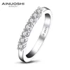 Ainoushi Trendy äkta 925 Solid Sterling Silver Wedding Silver Ring Sona Engagment Ring Women Bridal Band Engagement Ring Gift Y200106