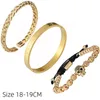 Braccialetti con ciondoli 3 pezzi Set Bracciale con teschio e corona reale di lusso da uomo 2021 Design unico Bracciale intrecciato color oro regolabile Pulseira Bi231j