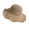 2019 été disquette pliable dames paille plage chapeau de soleil Beige kaki taille unique large Sunhat G220301