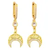 Dangle & Chandelier FLOLA Gold Plated Moon And Star Drop Earrings For Women With Stone Crescent Cubic Zirconia Huggie Jewelry Ersv311