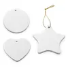 DHL Blank Sublimation Ceramic Pendants Creative Christmas Ornaments DIY Heat Transfer Printing Ceramic Ornament Heart Round Pendants