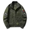 Men's Pilot Military Jackets Embroidery Cotton Coat Stand Collar Zipper Outwear Oversized Casual Army Bomber Tactics Men 211224