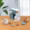 Kids Wooden Pretend Play Sets Simulation Toasters Bread Maker coffee machine Blender Baking Kit Game mixer Kitchen role toy LJ201007