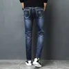 Batmo nouvelle arrivée de haute qualité slim casual jeans rayés hommes, jeans élastique causal bleu, pantalon crayon taille 27 à 36 Z002 201111