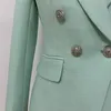 Haute qualité nouveau créateur de mode blazer femmes classiques boutons de lion double boutonnage blazer veste menthe vert 201102